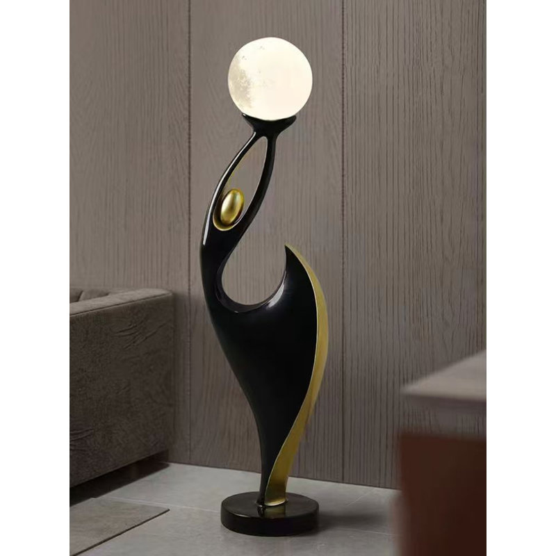 Lampe sur pied en résine Simple Art, Noir