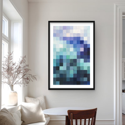 Pixelized Landscape - Reproduction abstraite moderne encadrée pour la décoration