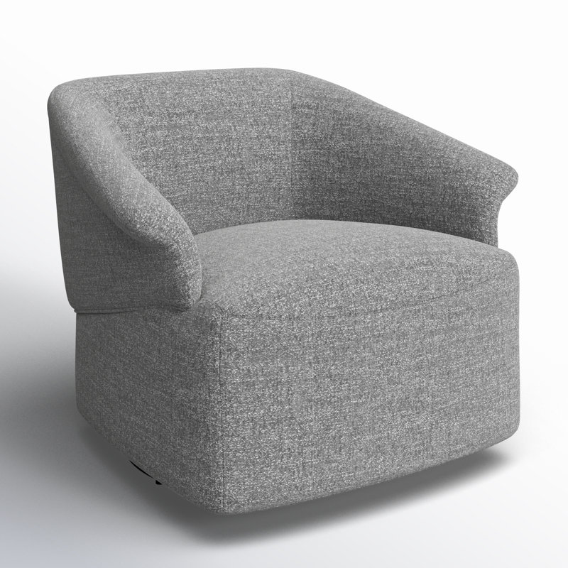 Morgana 35'' Wide Swivel Barrel Chair, Magnolia Light Grey Tweed