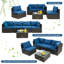 Ensemble de conversation en osier / rotin pour 4 personnes avec coussins