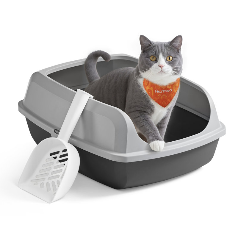 Polypropylene Litter Box, 19.5cm H x 37.5cm W x 50.5cm D, Grey