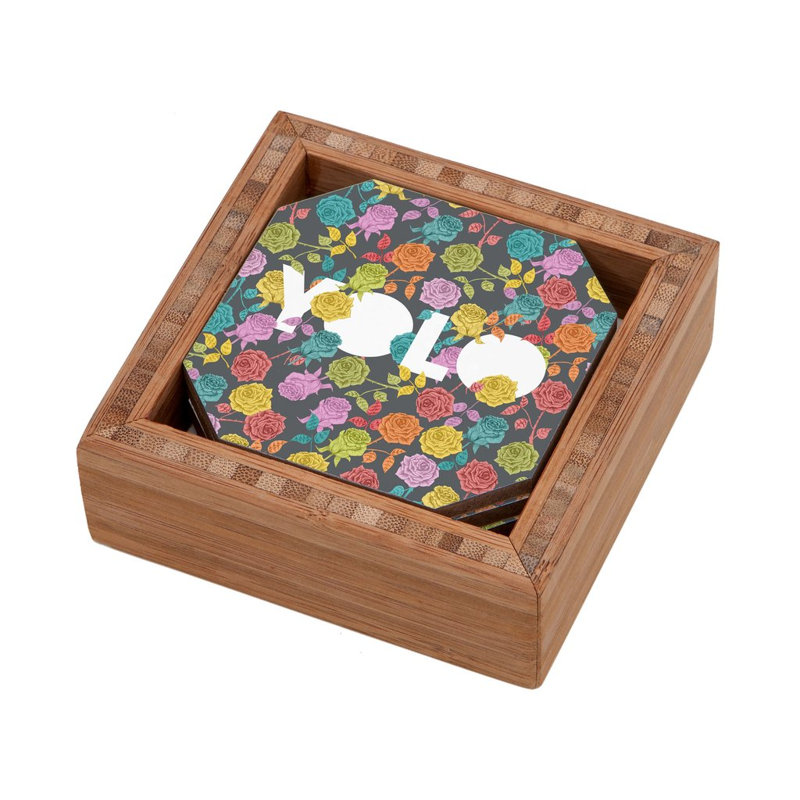 Wood 4 Piece Coaster Set
