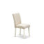 Ensemble de table de salle à manger 5 pièces 4 chaises rembourrées avec tissu en lin et table ronde / ovale - Finition lin blanc-404438652