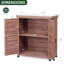 Banc d'extérieur en bois de cèdre avec armoire de rangement et plateau en métal-1504402310