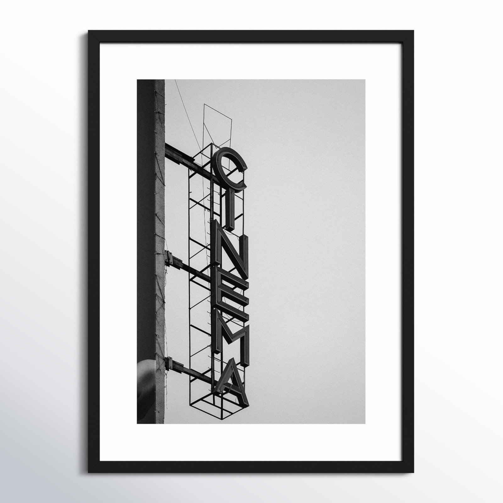 Cinema Marquee Sign Photo Print, 34.12" H x 25.12" W x 0.88" D, Black