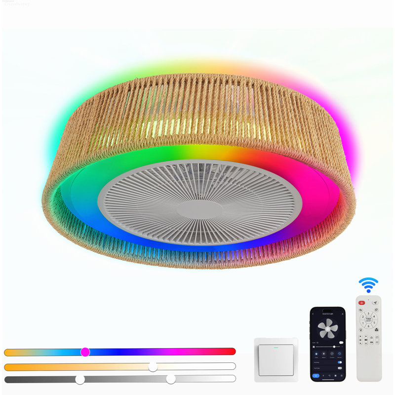 Ventilateur de plafond encastré rétro Boho, RGB Mood