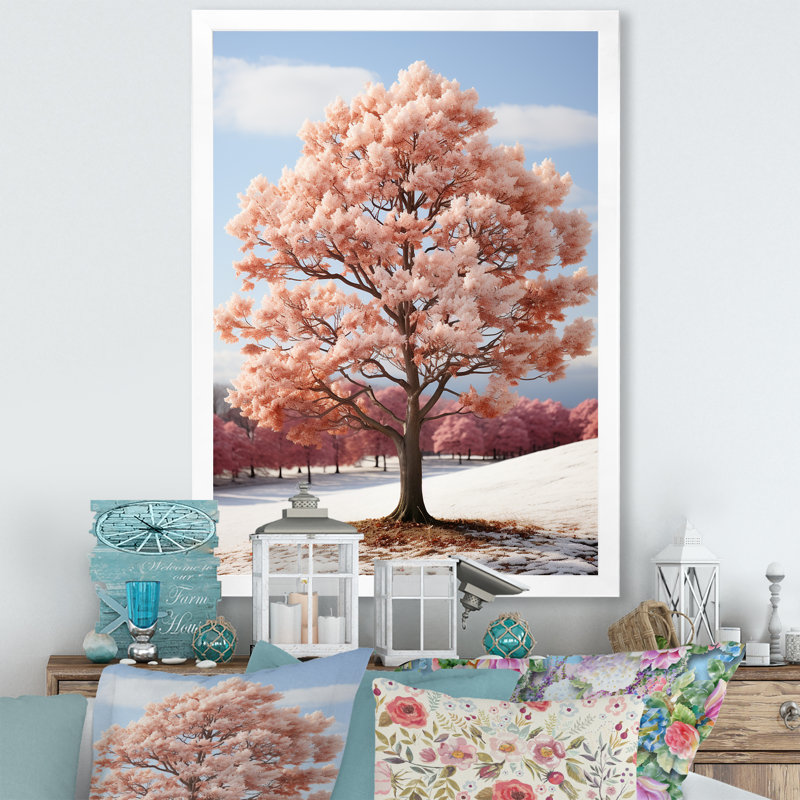 «Soft Neutral Tones Maple Tree II», reproduction sur toile, H 32 po x l 16 po x P 1 po, Cadre photo blanc