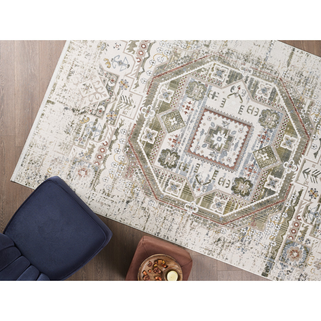 Boho Wilton Machine Woven Southwestern Vintage Area Rug For Living Room, Hallway Runner, Entryway Rug Bungalow Rose Rug 