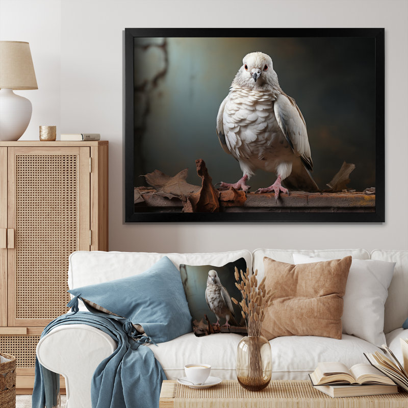 Gray Dove Portrait II, reproduction d'art sur toile, H 12 po x l 20 po x P 1 po, Cadre photo noir