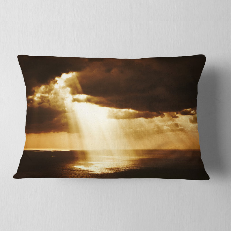 Dramatic Sunset with Sunrays - Landscape Printed Throw Pillow