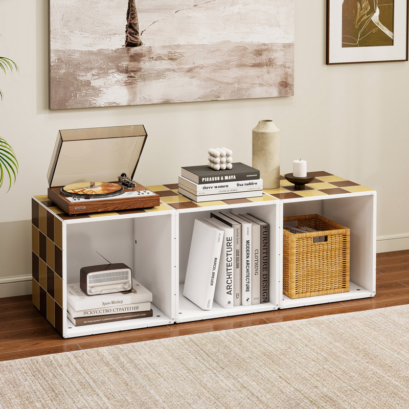 Table d'appoint cubique carrée moderne de 40,5 cm et table basse en MDF avec finition imitation tuile pour petits espaces