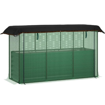 Open Bottom Raised Garden Bed,Galvanized Steel Planter Box,Crop Cage and Shade Cloth with Raised Garden Bed