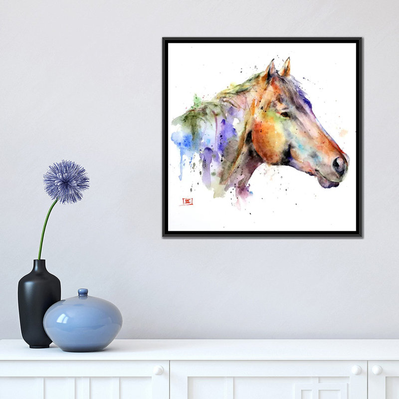 «Horse Abstract», peinture sur toile tendue, H 18 po x l 18 po x P 1,5 po, Pas de tapis, Toile avec cadre noir