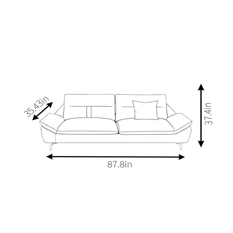 Canapé Nordic, 2, H 37,4 po x l 87,8 po x P 35,43 po