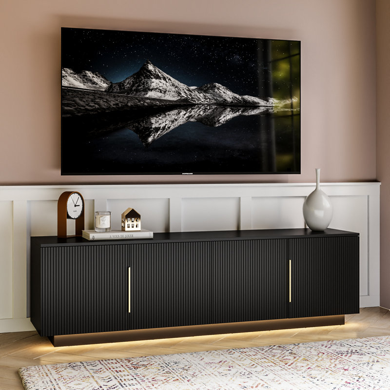 Meuble télé avec téléviseur à DEL de 75 po ou moins, Black