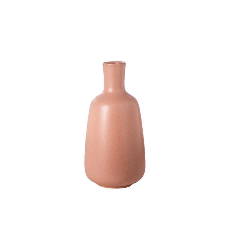 Vase rond en céramique rose mat