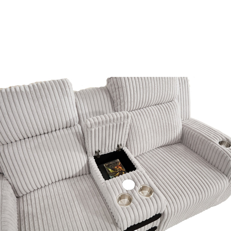 Canapé inclinable gris confortable en fausse fourrure, style moderne pour le divertissement à domicile