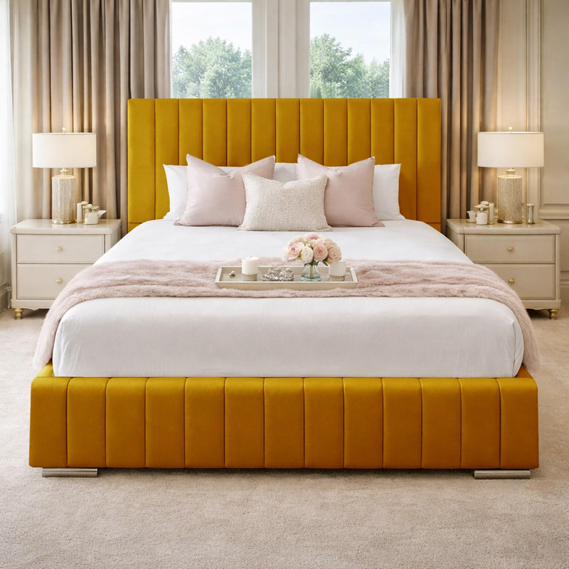 Upholstered Bed, Super King (6'), Turmeric