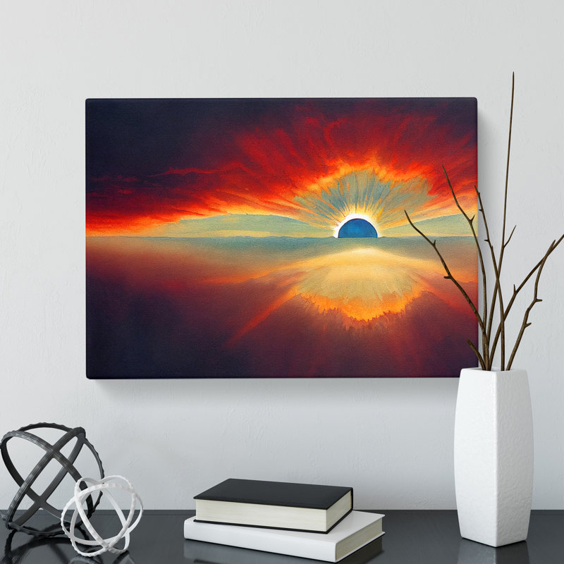 XXX-H1022-WF-3188X Enlightening Sunset Seascape - Wrapped Canvas Painting