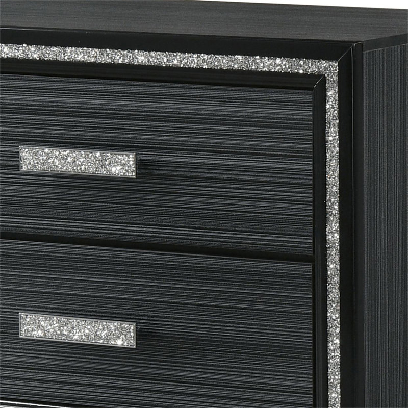Haiden Weathered Black Finish Nightstand, Black