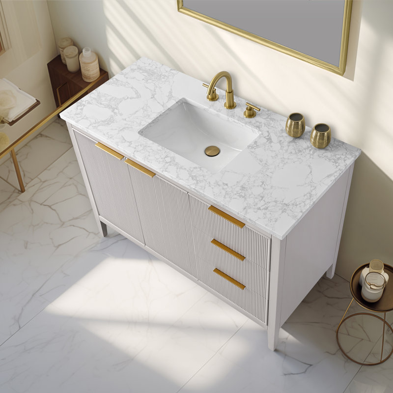 Emma 48" W Single Vanity, Taupe/Brushed Bronze