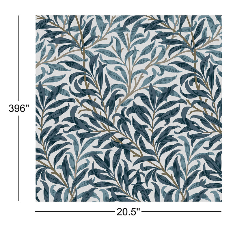 William Morris At Home SS24 Floral Wallpaper Double Roll, White/Blues
