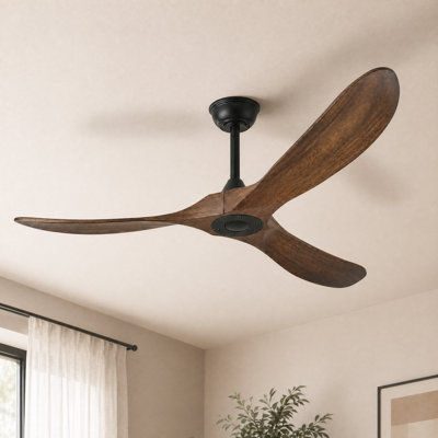 60" 3 - Blade Wood Ceiling Fan with 6-Speed Remote Control without Lights, Reversible Motor, Timer & Memory Function