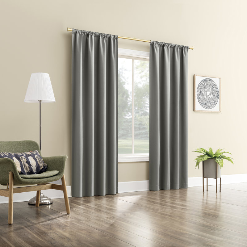 Karina Textured Blackout Rod Pocket Curtain Panel, Gray, 40" W x 84" L