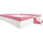 Très grande base de lit tapissier très grand avec clôture et escalier, combinaison rose et blanc, tissu éponge confortable, 10 lattes pour un soutien à long terme, installation simple et durable, facile à assembler