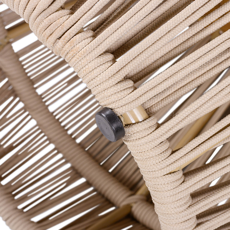 Table d'appoint en bois d'acacia avec base en corde beige - finition teck clair, décor côtier moderne pour la terrasse, le jardin, le balcon et l'intérieur