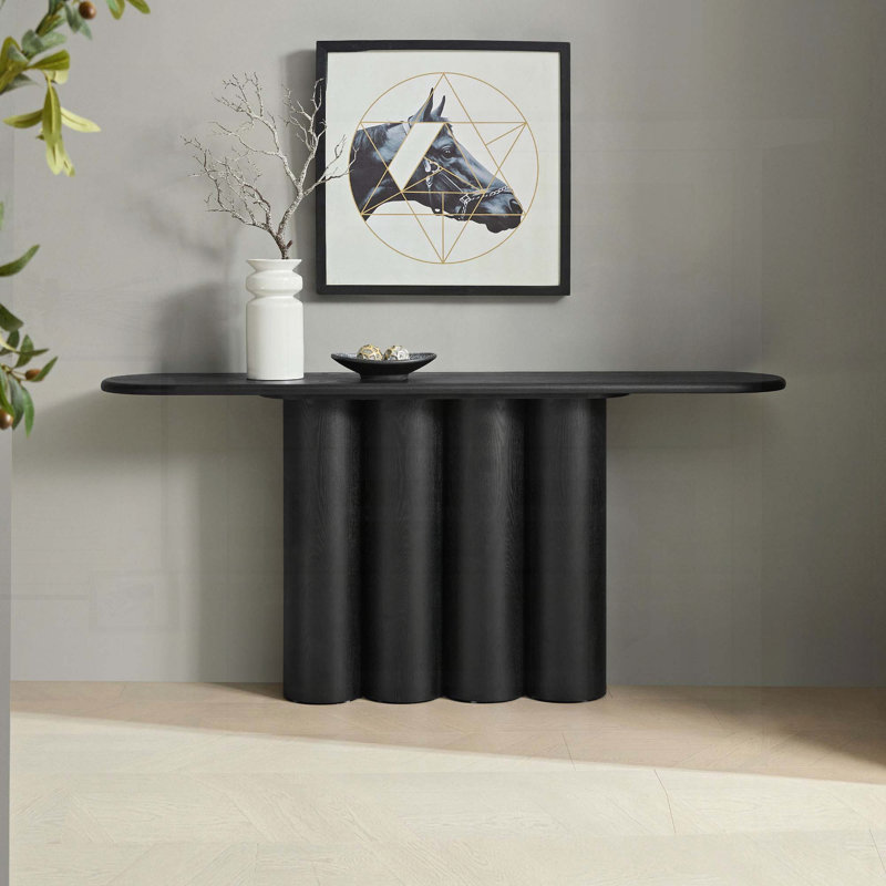 Console moderne de 66,93 pouces avec conception unique de pieds cylindriques (noir), Noir