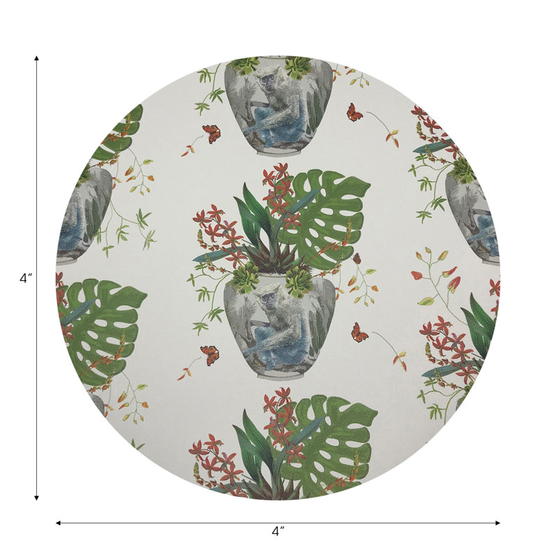 Sous-verres ronds en cuir Monkey, Blanc