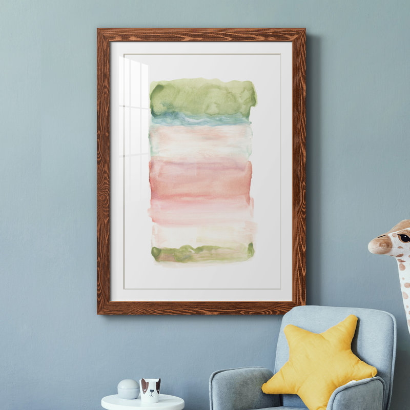 Skye III - Peinture encadrée sur papier, Papier avec cadre érable, H 44 po x l 31 po x P 1 po