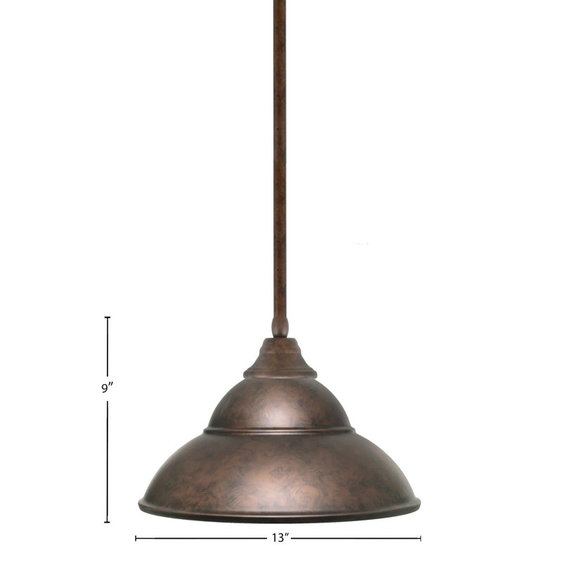 Luminaire suspendu à n'importe quelle tige avec abat-jour double en métal, Bronze, Nickel brossé, H 9 po x l 13 po