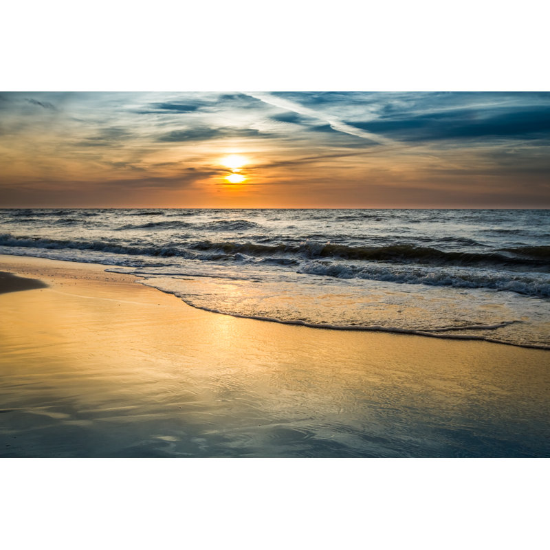 Sunset Over The Sea - Wrapped Canvas Print, 81cm H x 122cm W x 3.8cm D