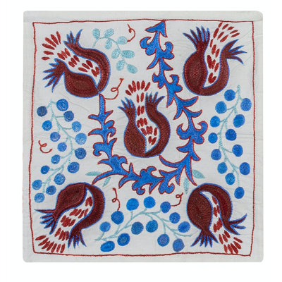 Housse de coussin moderne en soie brodée, taie d'oreiller Suzani fabriquée à la main en provenance d'Asie centrale, taie décorative. 17 x 18 po