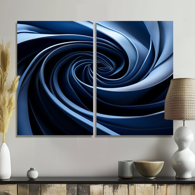 Spiraling bleu abstrait vortex II - Abstract Spirals, impression sur toile