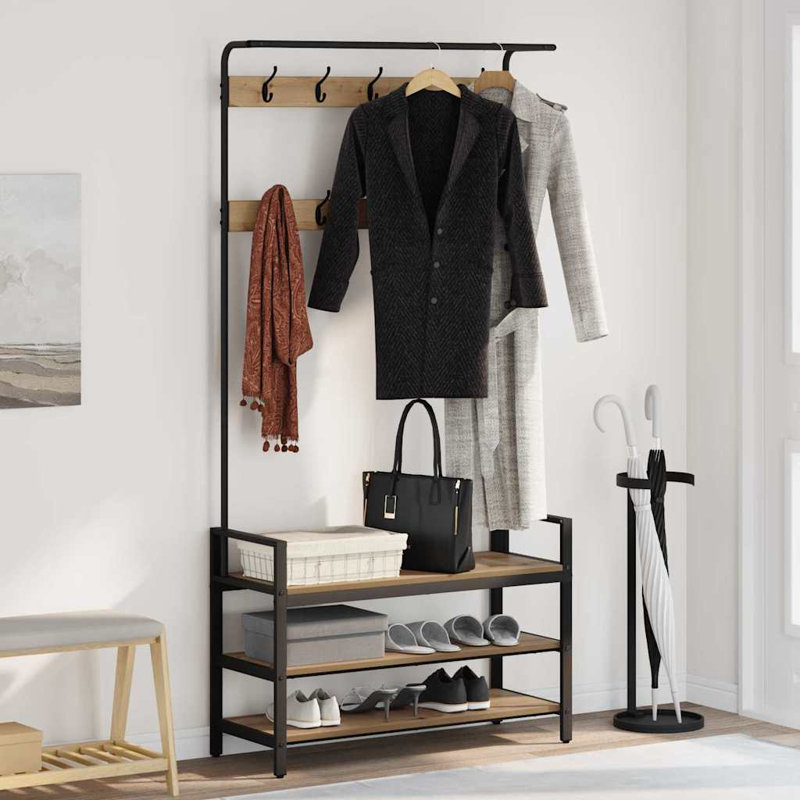 Metal Coat Rack, Artisan Oak