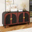 Buffet rétro arqué avec poignée demi-lune dorée, armoire de rangement en panneau de fibres à densité moyenne avec tablettes réglables et pied central en bois massif, armoire à 4 portes pour la salle à manger, le vestibule et le salon