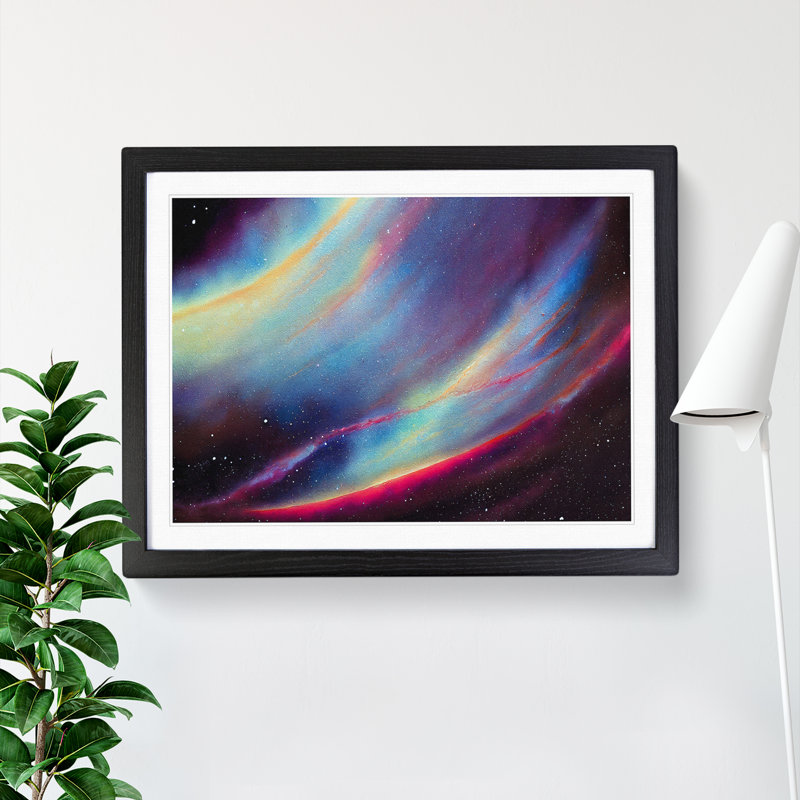 Galaxy Watercolour Vol.1 - Single Picture Frame Print, 34cm H x 46cm W x 2cm D, Black Framed