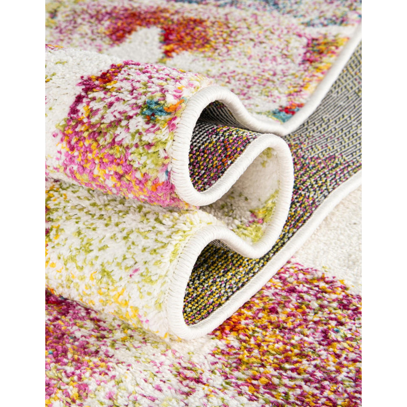 Adelinah Floral Ivory/Green/Red Area Rug, Runner 2' x 8'
