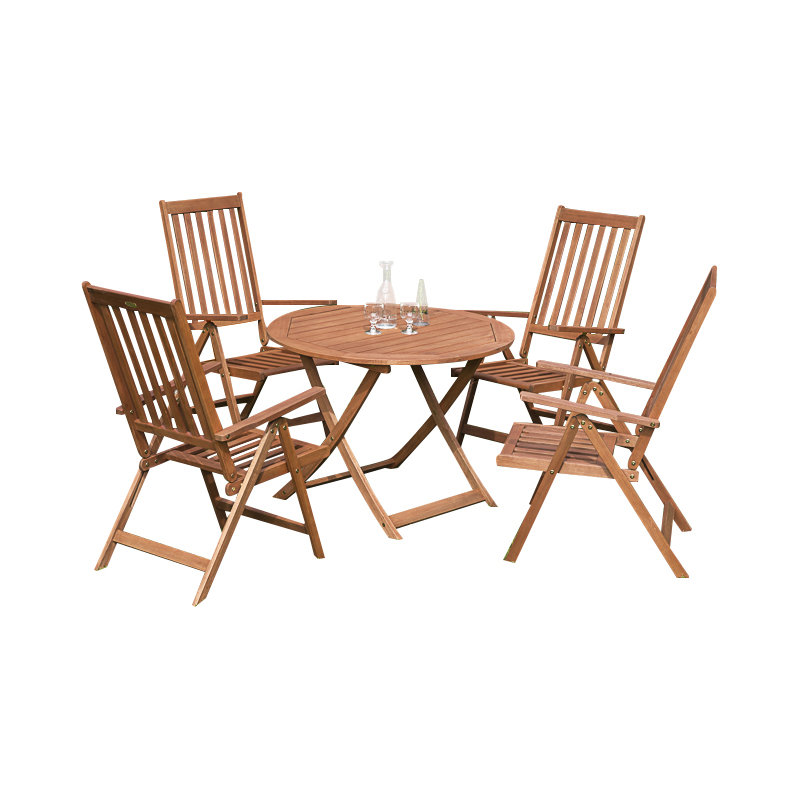 Aarini 4 - Person Wood Patio Dining Set with Round Table
