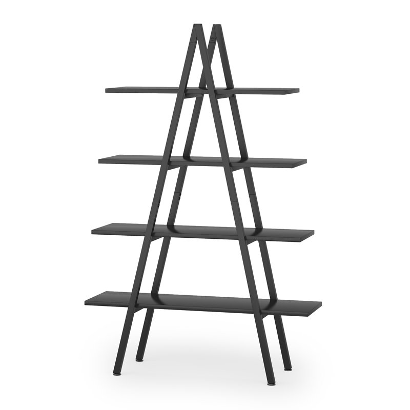165cm H x 91cm W Steel Ladder Bookcase, Black