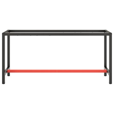 VidaXL Work Bench Frame Matte Black and Matte Red 66.9" x 19.7" x 31.1" Metal