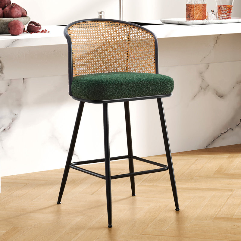 Tabouret de bar et de comptoir rembourré Cane, Tabouret de comptoir (siège d'une hauteur de 26 p, Vert, 3