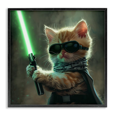  Sci-Fi Kitten with Sabre Framed Giclee Art by Jim Baldwin
