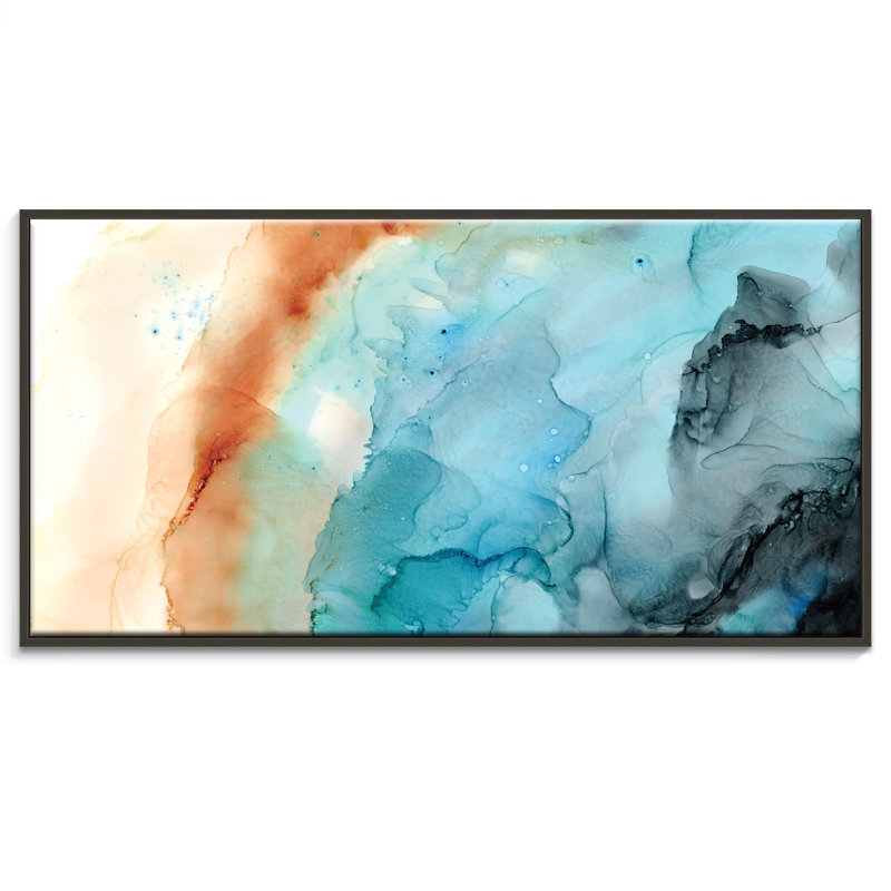 Fern Siebler Coastline by Fern Siebler - Print on Canvas, Black Framed, 77.5cm H x 153.5cm W x 4cm D