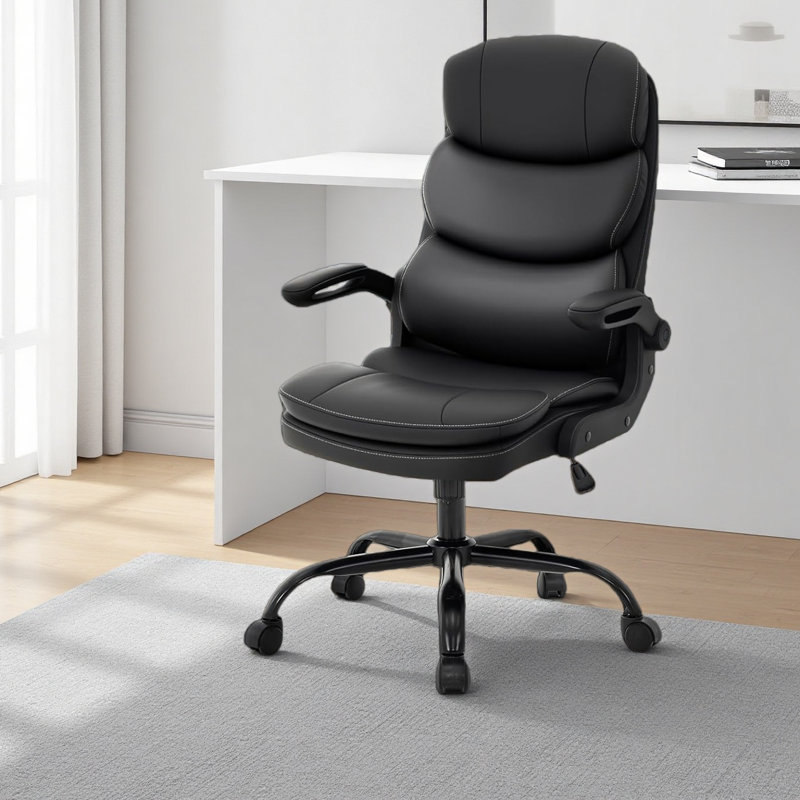 Fauteuil de bureau ergonomique à haut dossier avec support lombaire Aime, fauteuil de direction en cuir PU, fauteuil de jeu d'ordinateur
