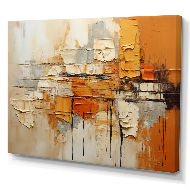 Génération «Orange Impressions III - Abstract Collages», art mural, H 30 po x l 40 po, Sans cadre, Toile tendue