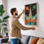 Figure Under Cosmic Light Retro - Wrapped Canvas-1168206302-1168206306